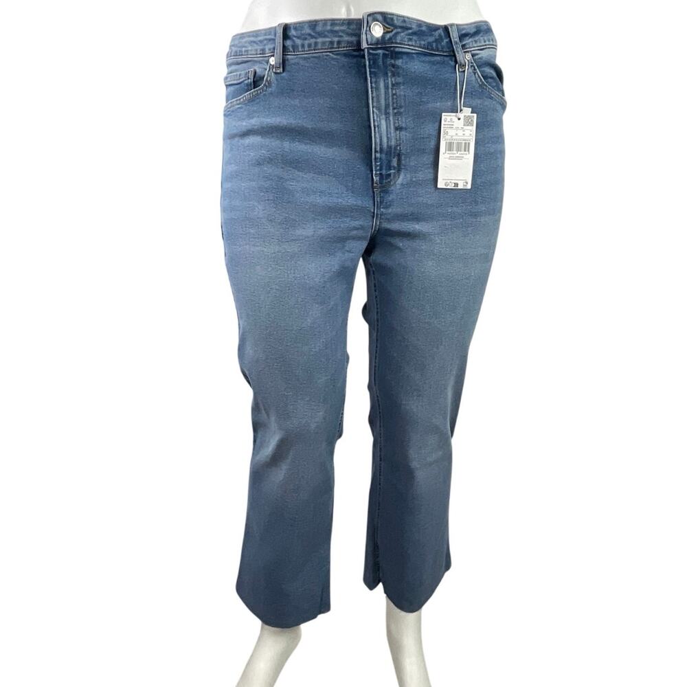 NEW MNG Mango Sienna Blue High Waisted Skinny Straight Leg Denim Jeans Pants 18